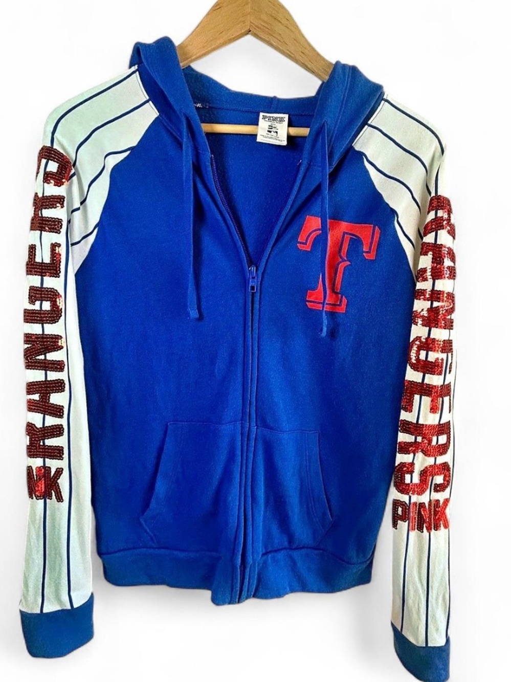 Victoria's Secret PINK x MLB Texas Rangers Sequin Zip-Up Hoodie Size XS